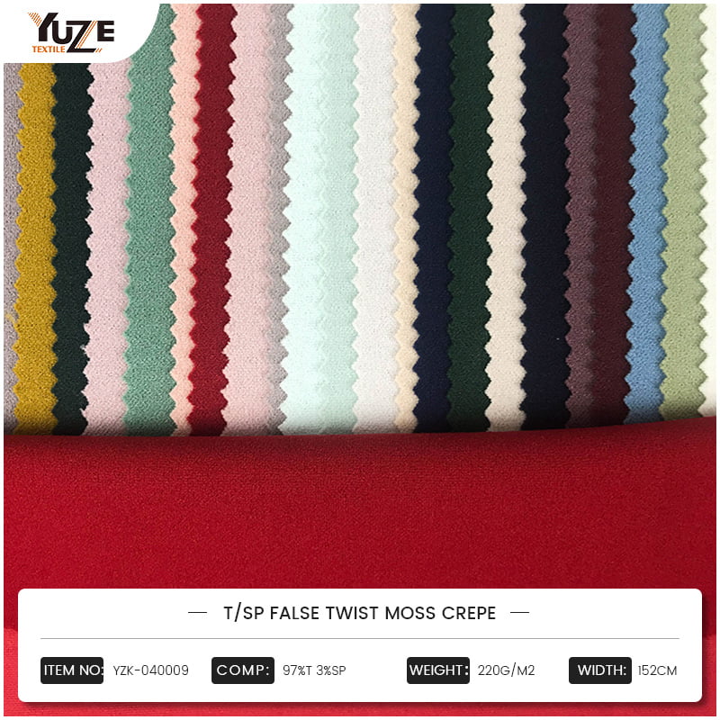 YZK-040009 T/SP False Twist Moss Crepe: ¿Cómo satisface una nueva solución de tela las duales necesidades de moda y funcionamiento?